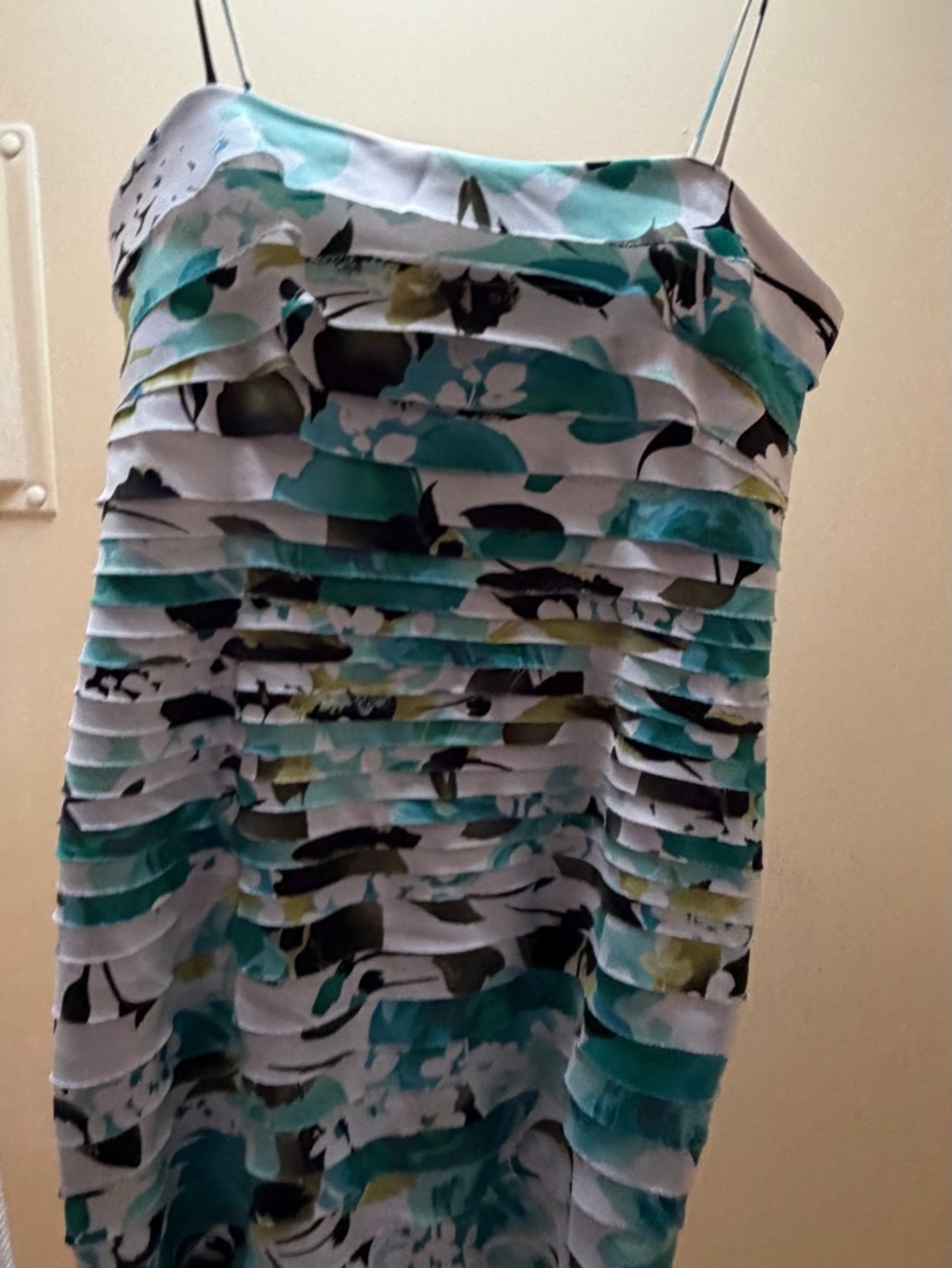 connected apparel White & Teal Floral Ruffled Mini Dress